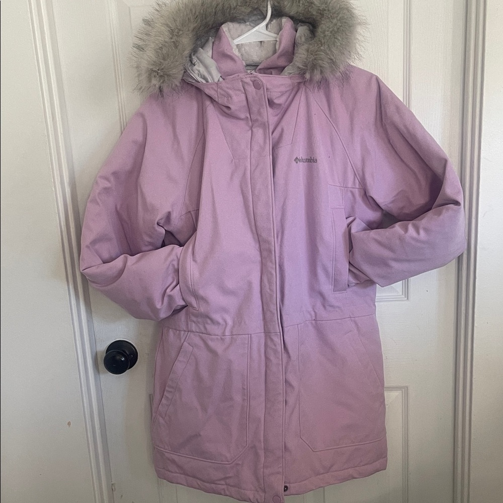 Columbia Light Purple Parka with Faux Fur Trim